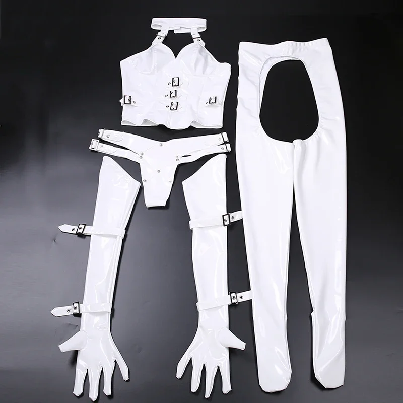 Women Sexy Latex Leather Uniform Cosplay Cute Ladies Wetlook Lingerie Costumes Maid Servant Anime Roleplay Exotic Fetish Custom