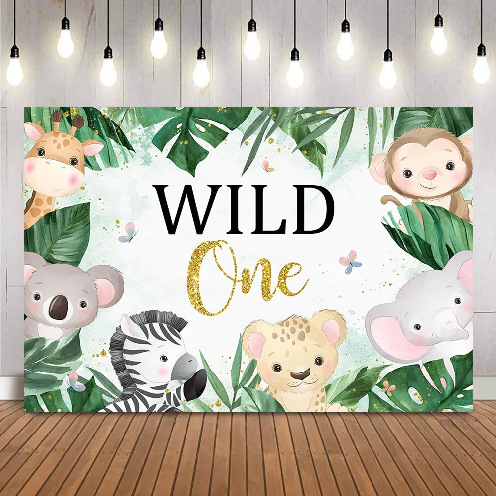 Wild One Background For Boy 1St Birthday Safari Jungle Background Greenery Animals Birthday Newborn Kids Photo Background First