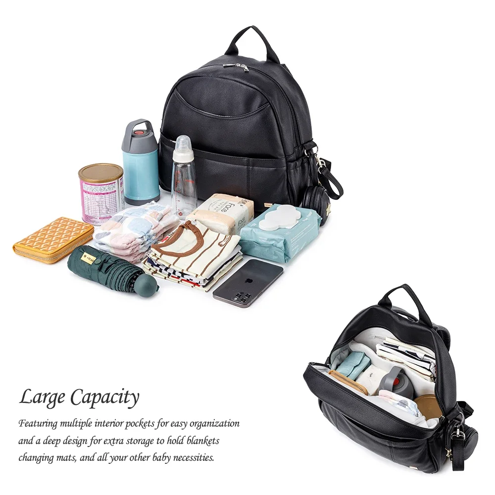 Diaper Backpack diaper bag for Baby Mother Travel Stroller Large Capacity Waterproof Pockets PU