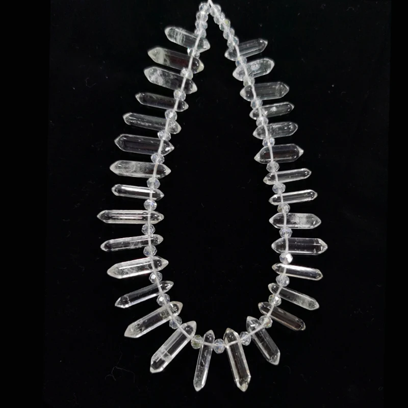 

6x30 мм, высокое качество, натуральный, белый, женский, исцеляющий кристалл, двойной точечный драгоценный камень, подвеска для ювелирных изделий, DIY браслет, ожерелье