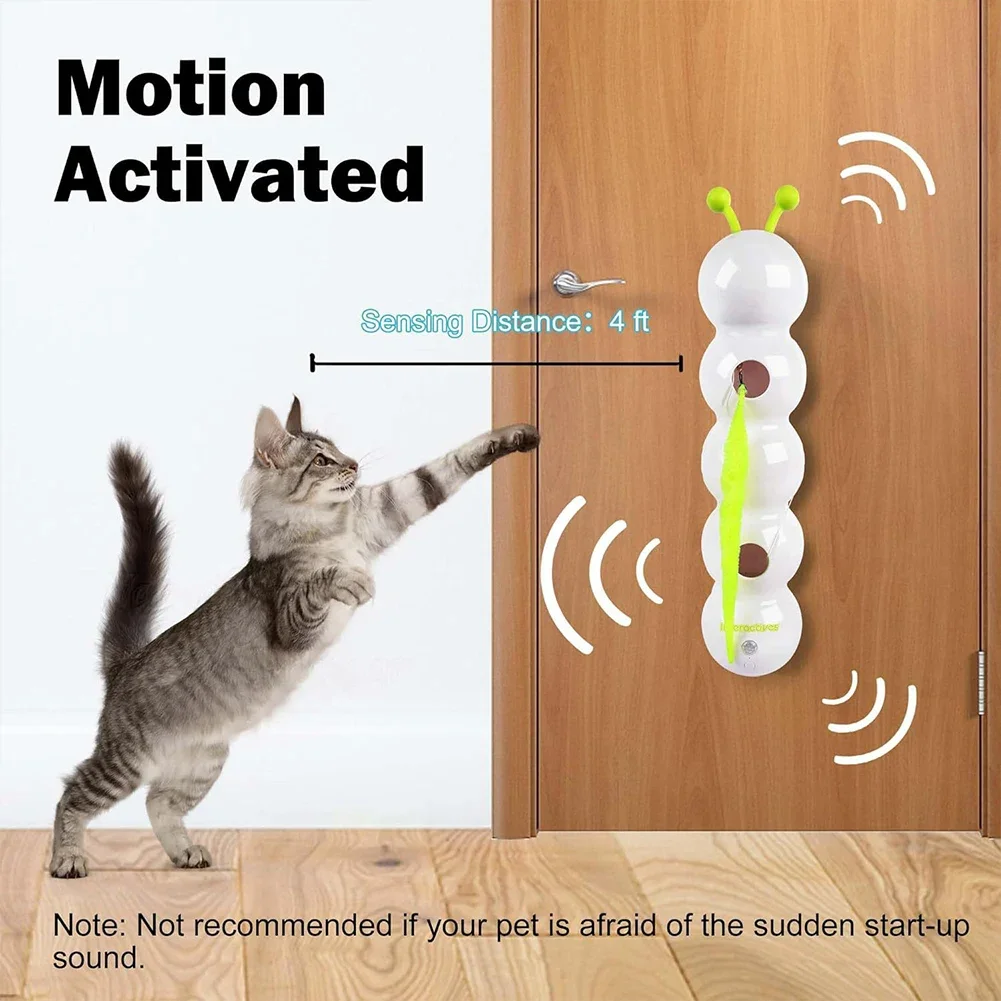 Caterpillar Interactive Cat Toy Motion Activated Teasing Cat Toy Rechargeable Automatic Cat Toy with Tail for Bored Indoor Cats