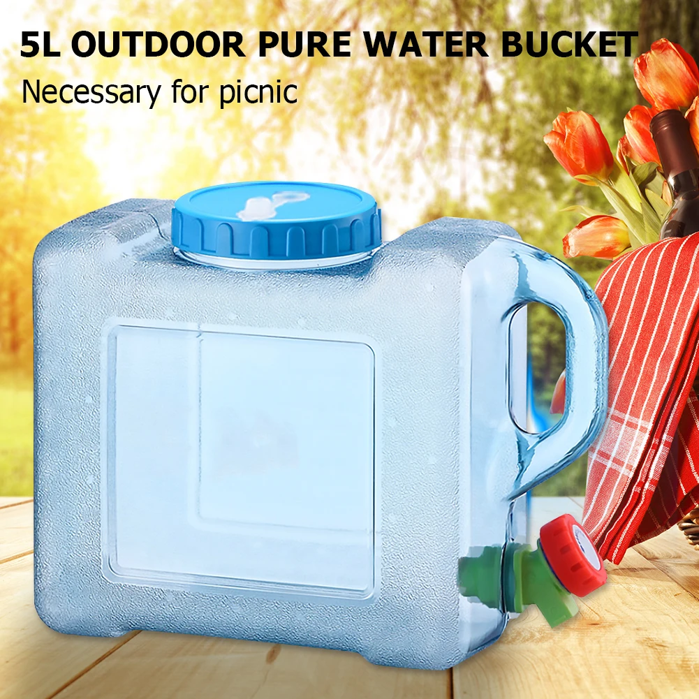 5L Water Carrier Canister Water Container with Faucet Portable Water Container Water Can Bucket Beverage Outdoor Water Container