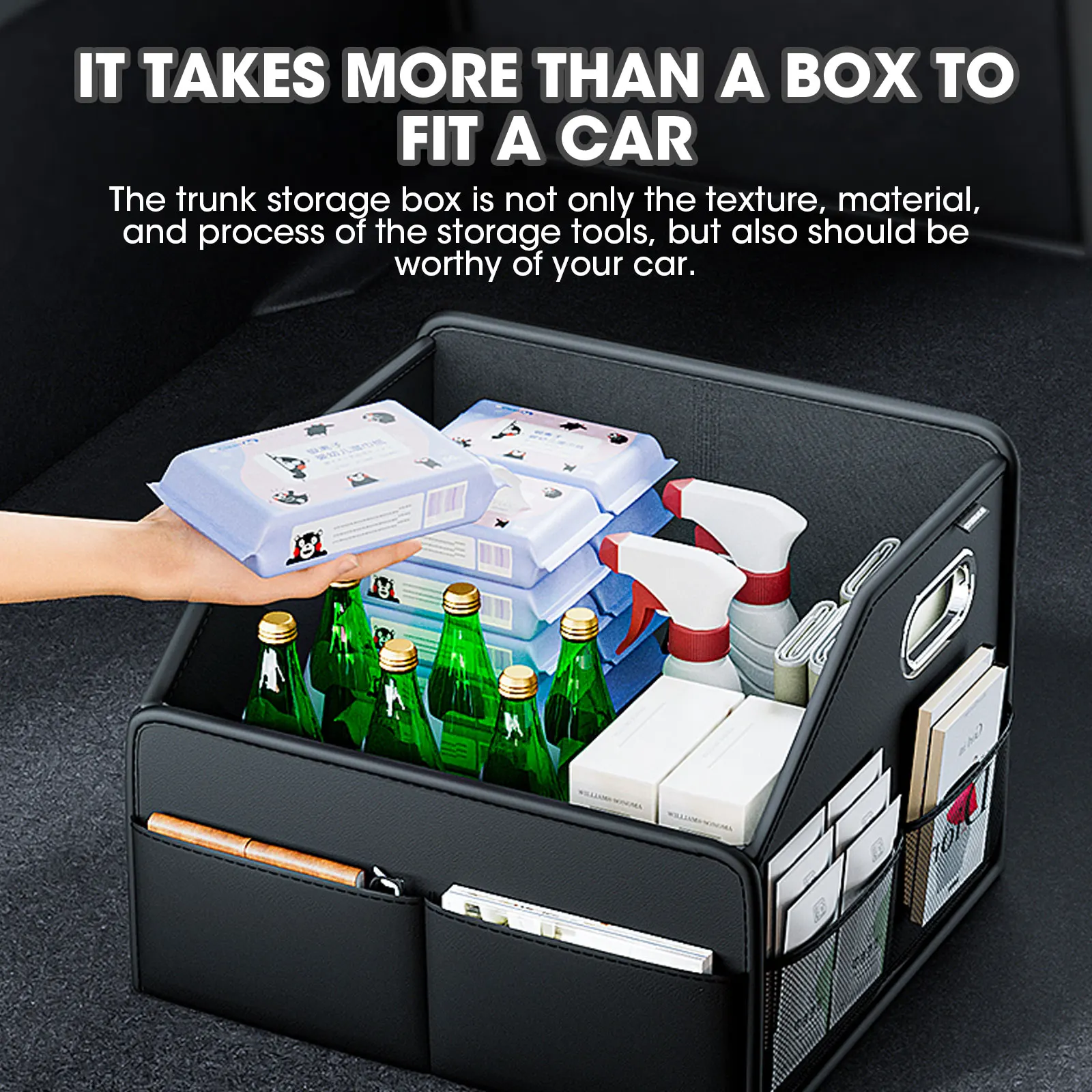 

Car Storage Boxes Folding Auto Organizer Box PU Leather Waterproof Trunk Bag Large Capacity Multi-color SUV Cars Stowing Tidying