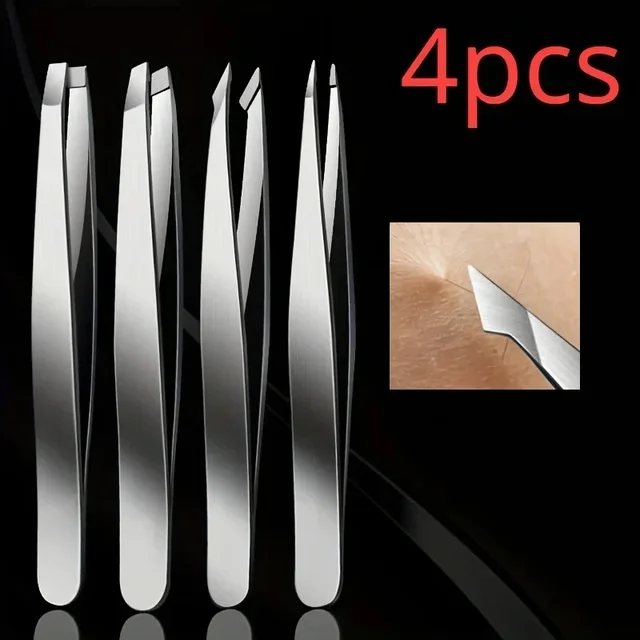 4pcs Set Professional Tweezers Set Perfect For Eyebrow Hair Removal Splinter Very Effortless and Relaxed to Remove 1