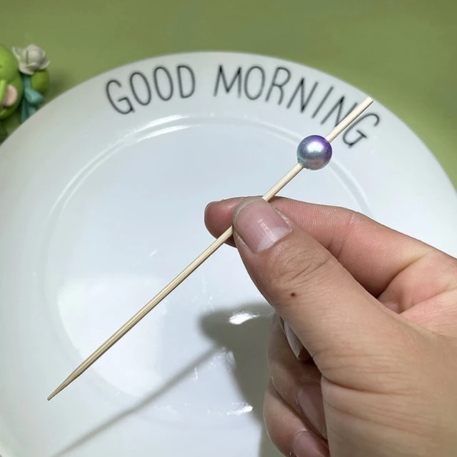 100Db Színű Gyöngy Bambusz Étel Gyümölcsök Esküvői Party Eldobható Sütemény Desszert Koktélpálcák Büfé Cupcake Fogpiszkáló Nyárs - Image 4