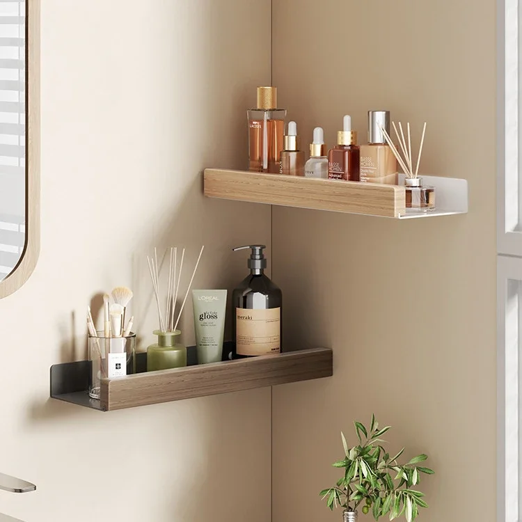Kitchen-Wall-Shelf-No-Punch-Bathroom-Vanity-Organizer-Racks-Log-Solid ...