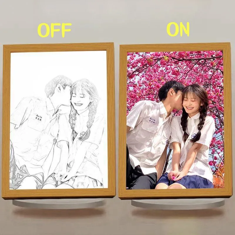 개인화 된 사진 사용자 정의 빛 그림 벽 램프 사용자 정의 발렌타인 데이 결혼 기념일 생일 3D 야간 조명 선물