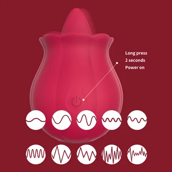 Rose Vibrators with Tongue Licking Vibrators Women G Spot Nipple Stimulation Rechargeable Clitoral Vibrator Stimulation Sex Toy 5