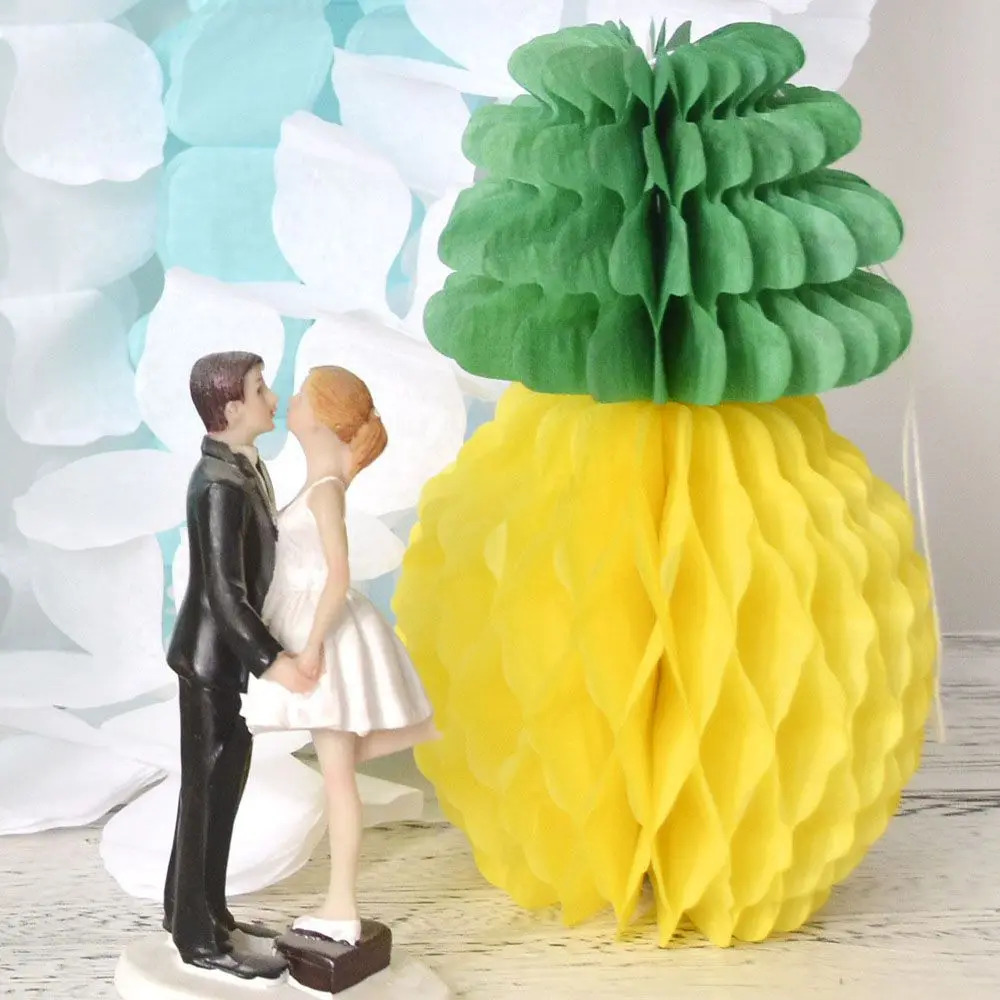 

Creative Birthday Decorations for Summer Party Fiesta Ball Lantern Pineapple Honeycomb Garland Yellow Paper Hawaiian Style