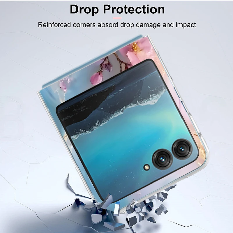 Elegant Marble Pattern Shockproof Transparent Folding Phone Case