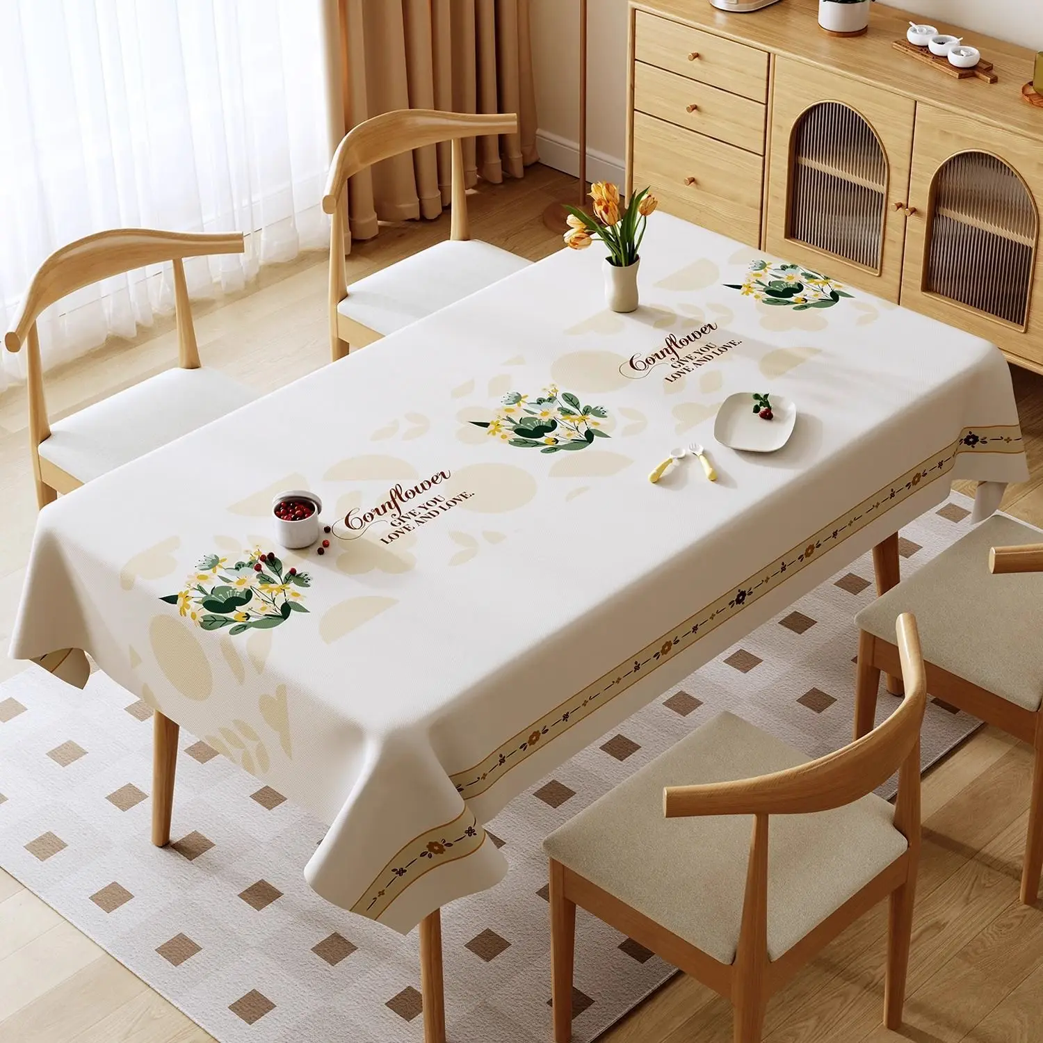 Marble Patterned Printed Tablecloth Waterproof and Oil Resistant PVC Dining Table Mat White Beige New Rectangular Table Cover 6