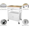 Kitchen Island Cart on Wheels with Drawer, Storage Cabinet, Shelf and Natural Bamboo Top Butcher Block 4
