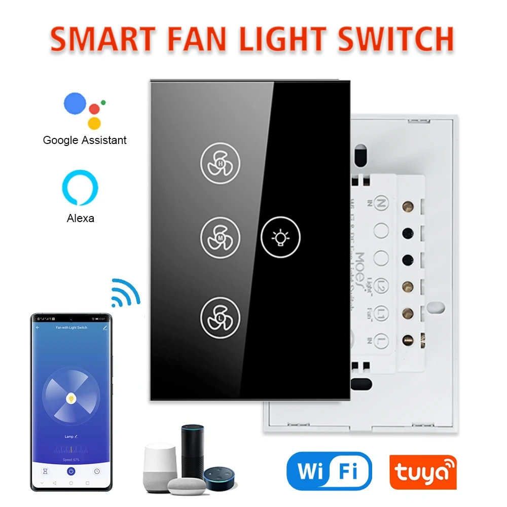 WiFi Ceiling Fan Light Smart Switch Touch Interruptor Alexa Echo Smart