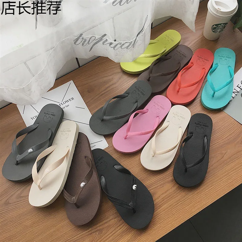 

CO198 Slippers street stall Internet celebrity summer flip-flops female students couple slippers flat non-slip men's beach shoes