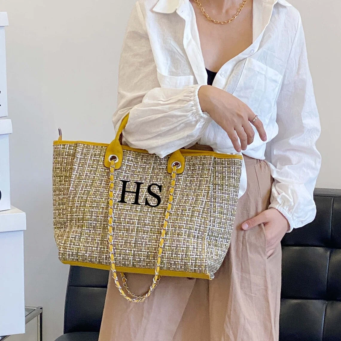 Monogrammed Tweed Personalized Monogram Crossbody Bag Personalised