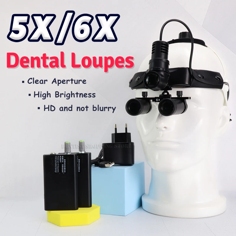 4x 5x 6x Hd Dental Loupes Kepler Optical Magnifier With Headband Lamp 2 Batteries Surgical Ent