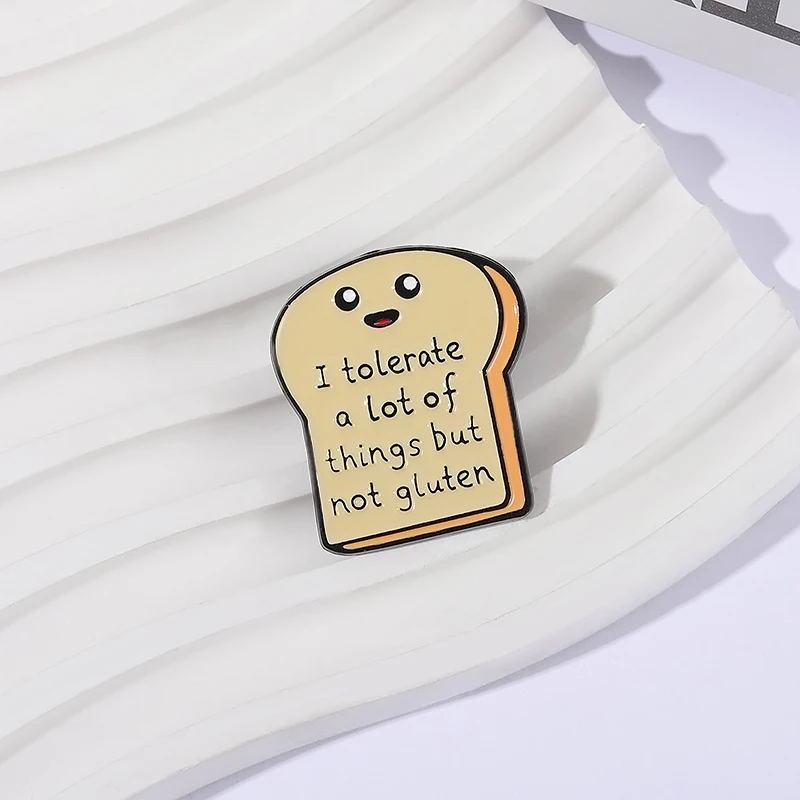 Ich tolere viele Dinge, aber nicht Gluten Emaille Pin Cartoon Toast Metall Brosche Revers Abzeichen Zubehör Schmuck Geschenk für Freunde – Detail 10