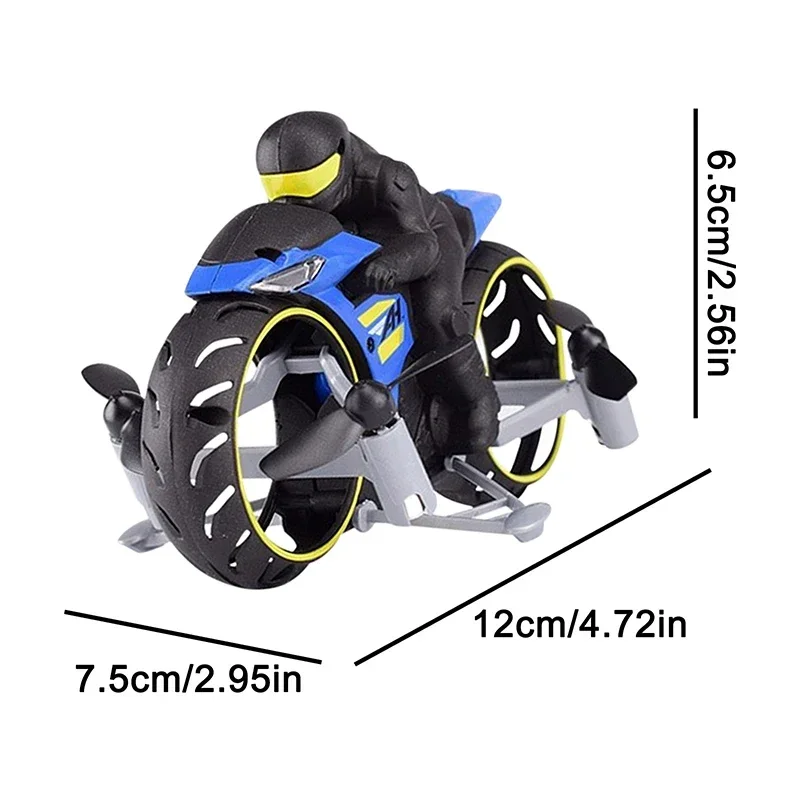 RC Motorcycle 2-In-1 Land/Air Mode Flying High Speed Motorcycle One Key Switch Stunt 2.4G RC Drone Intelligent Quadcopter Kid Toy Gift