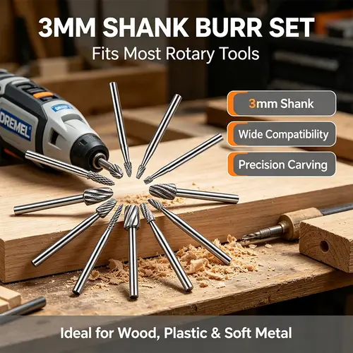 6pcs 10pcs/Set HSS Rotary Burr Mill Cutter Routing Router Bits Burr Rotary Tools Wordworking Tool Engraving Dremel Accessories - Image 2