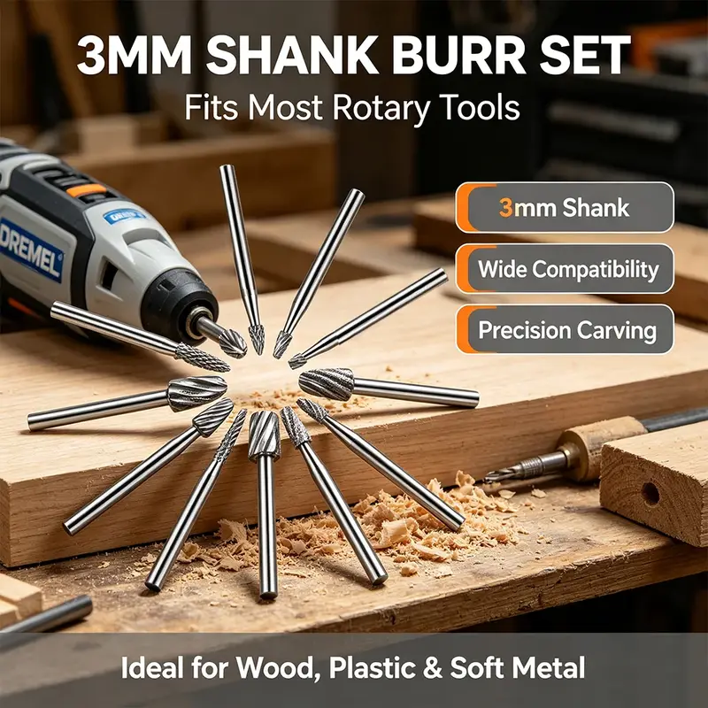 6pcs 10pcs/Set HSS Rotary Burr Mill Cutter Routing Router Bits Burr Rotary Tools Wordworking Tool Engraving Dremel Accessories - Image 2