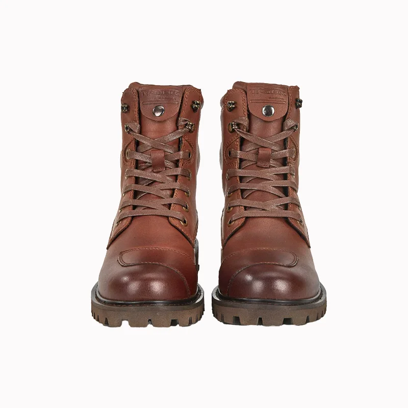 Brown Motorcycle Boots Men Women Motorcyclist Boots Breathable Cow Leather Moto Shoes Anti-slip Racing