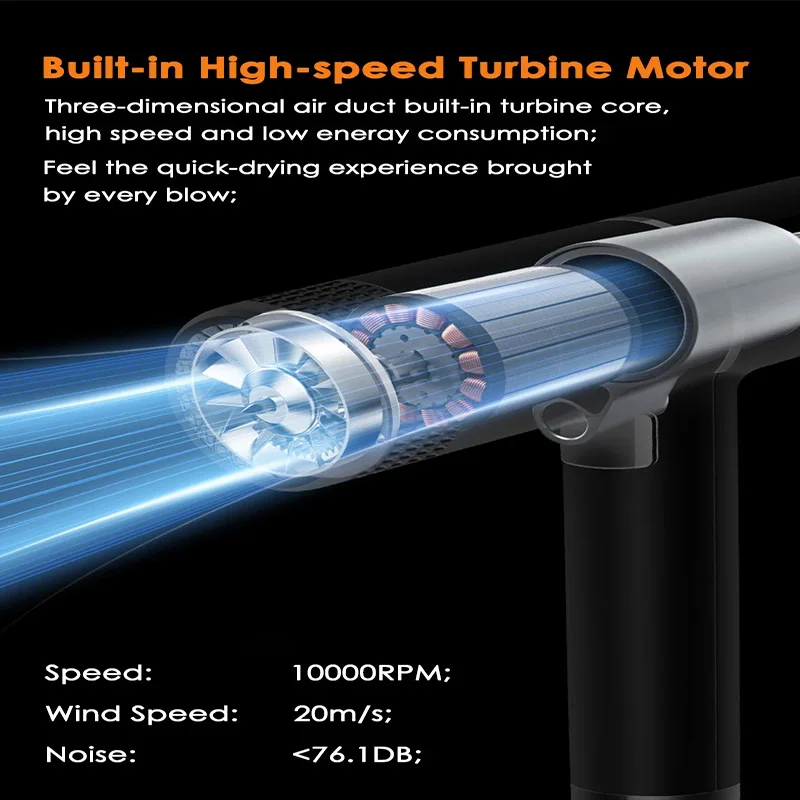 Low noise cold and hot negative ion hair dryer Intelligent temperature adjustable quick drying leafless hair dryer hair dryer