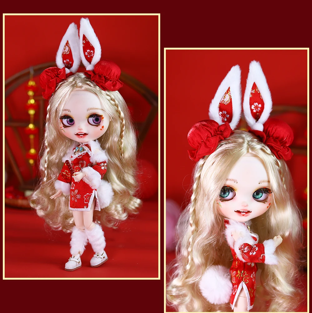 Hannah – Premium Custom Neo Blythe Doll with Blonde Hair, White Skin & Matte Smiling Face 12
