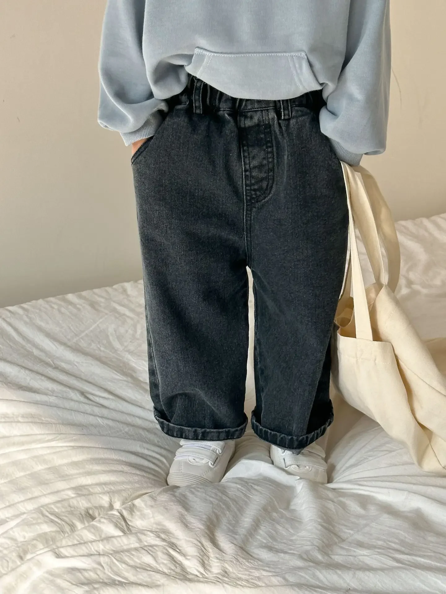 Pantalons en Denim pour enfants, pantalons à jambes larges pour filles de 1 à 10 ans, décontractés, nouvelle collection printemps-automne 8701 – 1