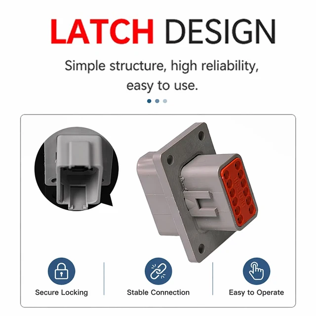 High Quality  Waterproof  DT Series Fixed Flange Plug Connector Kit 2/3/4/6/8/12Pin Male/Female for Truck Bus Wiring 22-16AWG 2