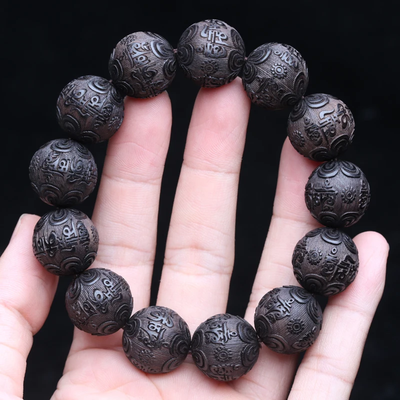 Buddhist Beaded Bracelet Necklace Men Good Luck Gift Ebony Feng Shui Buddhist Zen Amulet 20 MM beaded bracelet,prayer beads,ebony bracelet
