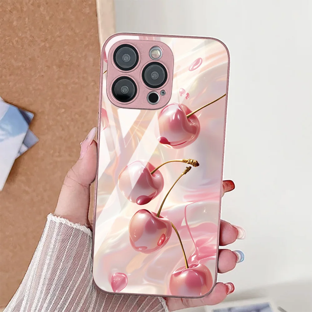 Elegant Flower Design Tempered Glass Phone Case
