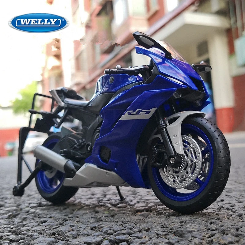Welly 1:12 Yamaha YZF-R6 합금 레이싱 오토바이 모델, 다이캐스트 금속 스트리트 스포츠 오토바이 모델 컬렉션, 어린이 장난감 선물 
