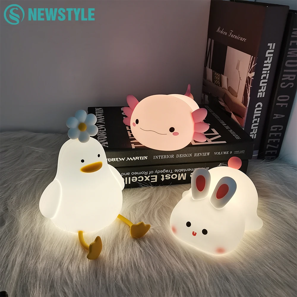 Cute Axolotl Silicone Night Light for Kids
