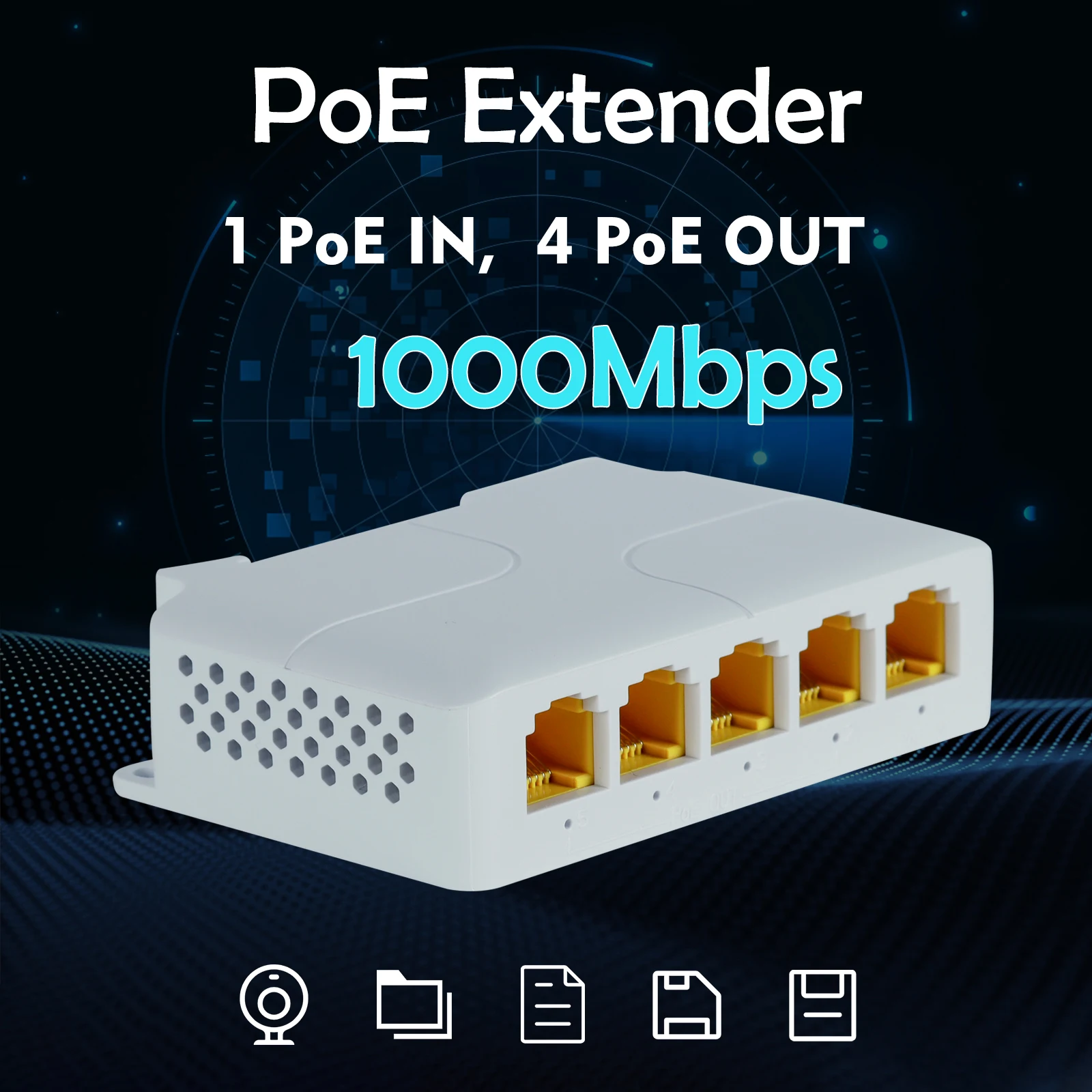 5 Port Gigabit POE Extender 100/1000Mbps 90W 1in 4 Out PoE Repeater DIN Rail Network VLAN for 48V POE Camera Wierless AP CCTV poe extender