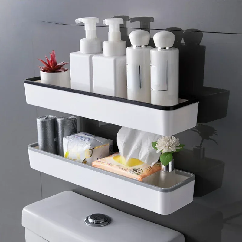 Wall Hanging Toilet Bathroom Storage Cabinet Rack Punch Free Multifunctional Artifact Above Toilet Rack Shelf Organizer 3