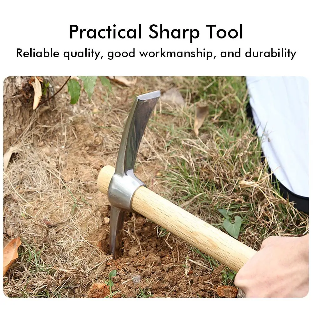 2-in-1 Multi-functional Pick Hoe Axe Integrated Stainless Steel Pick Stainless Steel Horticultural Hand Digging Tool Hoe