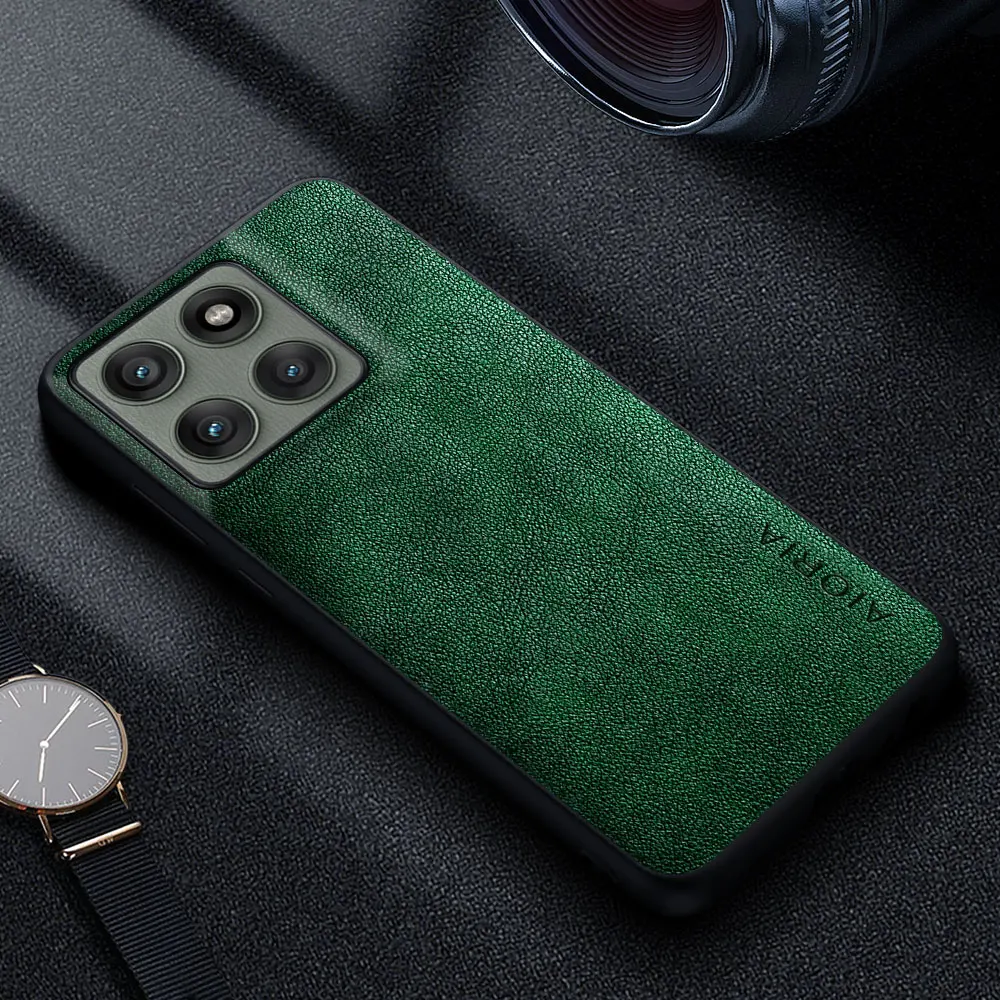 Premium Luxury Leather Phone Case - Retro Business Style Solid Color Cover
