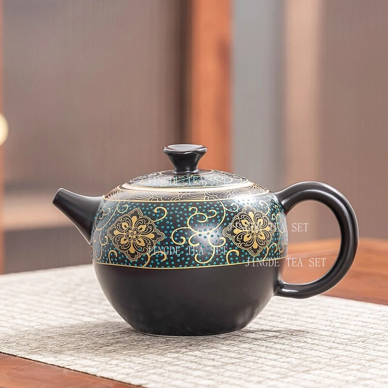 Ceramic Red Tea Pul Teapot Household Chinese Teapot Blue Dot Dark Fragrance Kung Fu Tea Set Single Use Small Capacity Teapot