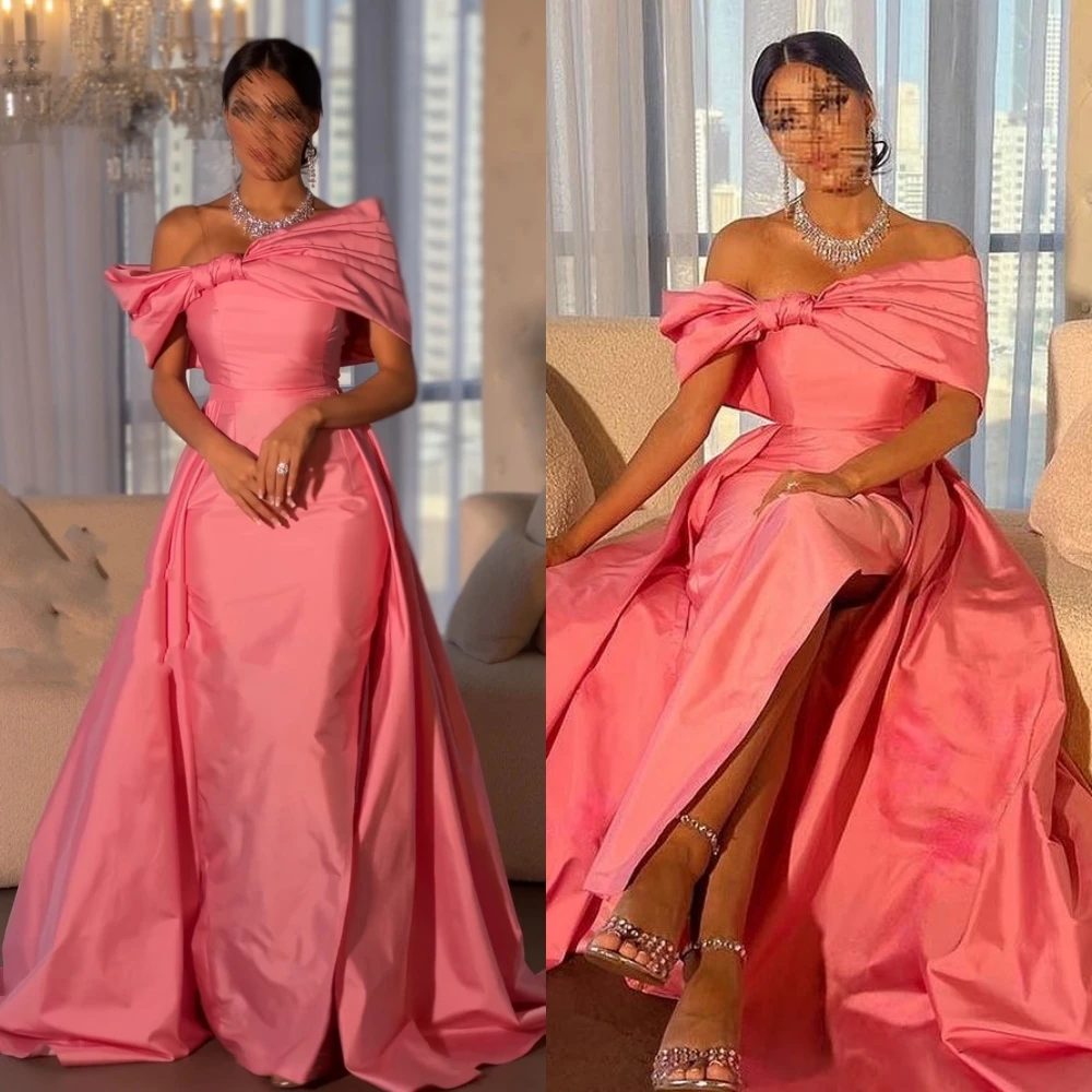 

Exquisite Sizes Available Off-the-shoulder Ball gown Formal Ocassion Gown Bows Draped Floor length Charmeuse Evening Dresses