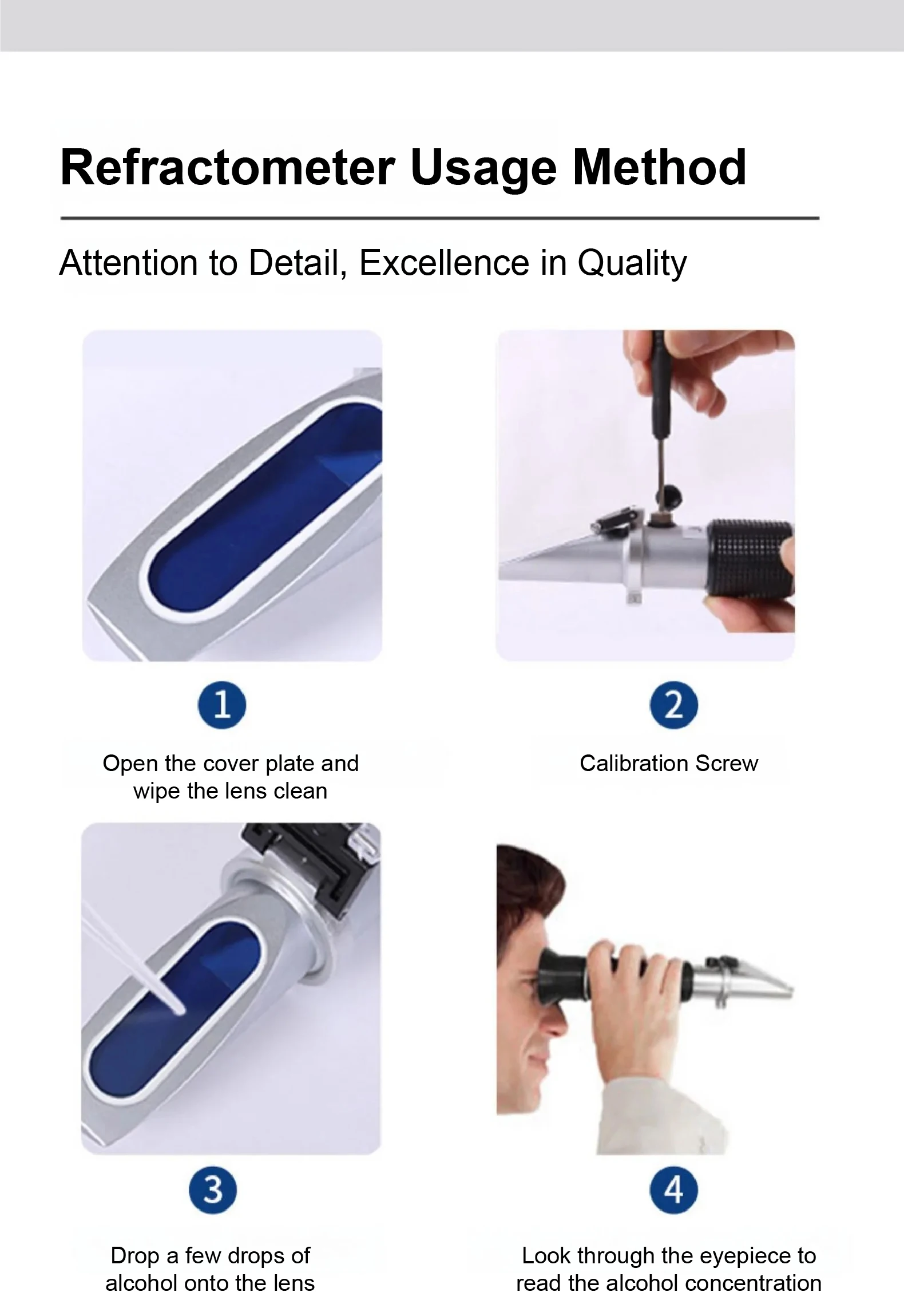 ATC Alcohol Concentration Meter Refractometer 0-80% for Spirits Wine Beer Rice W