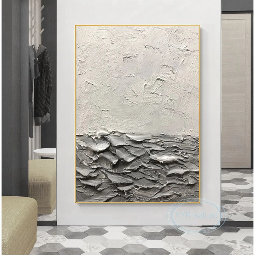 

Handmade Thick Texture Acrylic Oil Painting Abstract Wave Hanging Posters Wall Art Canvas Living Room Bedroom Porch Decor Murals