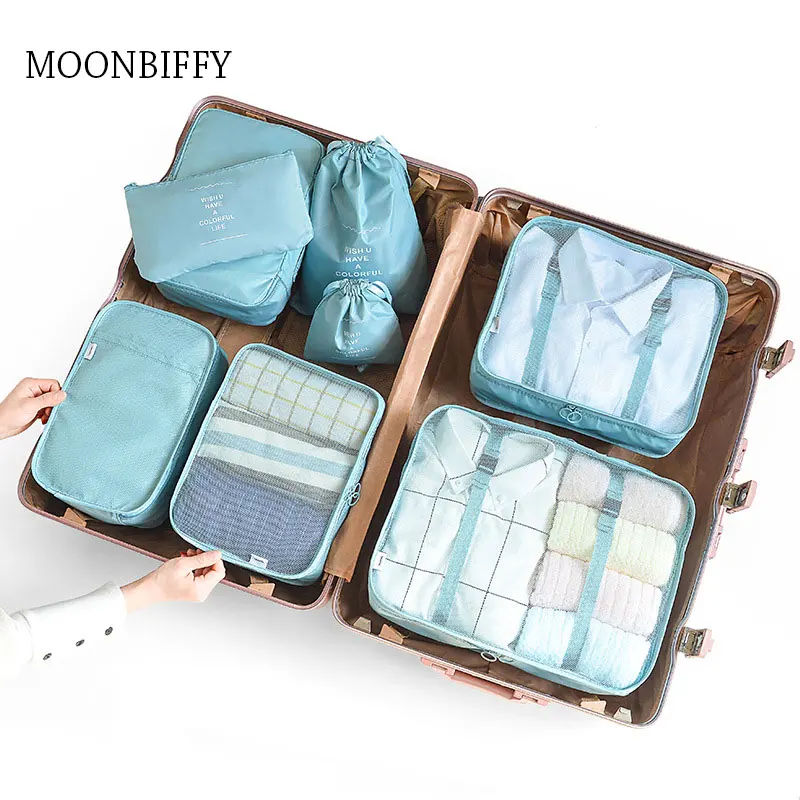 

8pcs Travel Home Clothes Quilt Blanket Storage Bag Set Shoes Partition Tidy Organizer Wardrobe Suitcase Pouch Packing Cube Bags