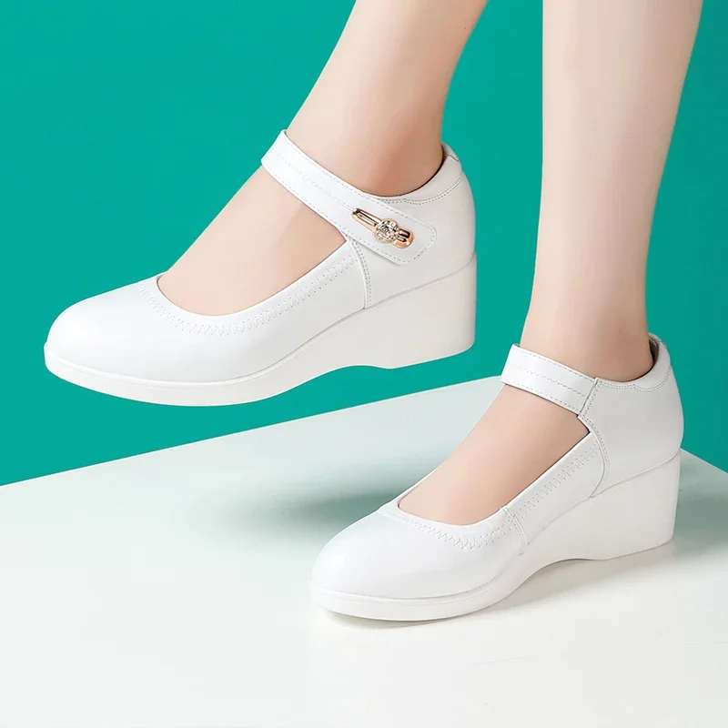 5cm Comfortable Med Heels Platform Wedges Shoes for Women 2025
