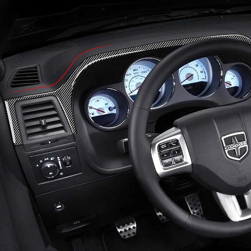 

Dashboard Instrument Panel Decoration Strips Carbon Fiber Car Stickers For Dodge Challenger 2008-2014 Interior Accessories