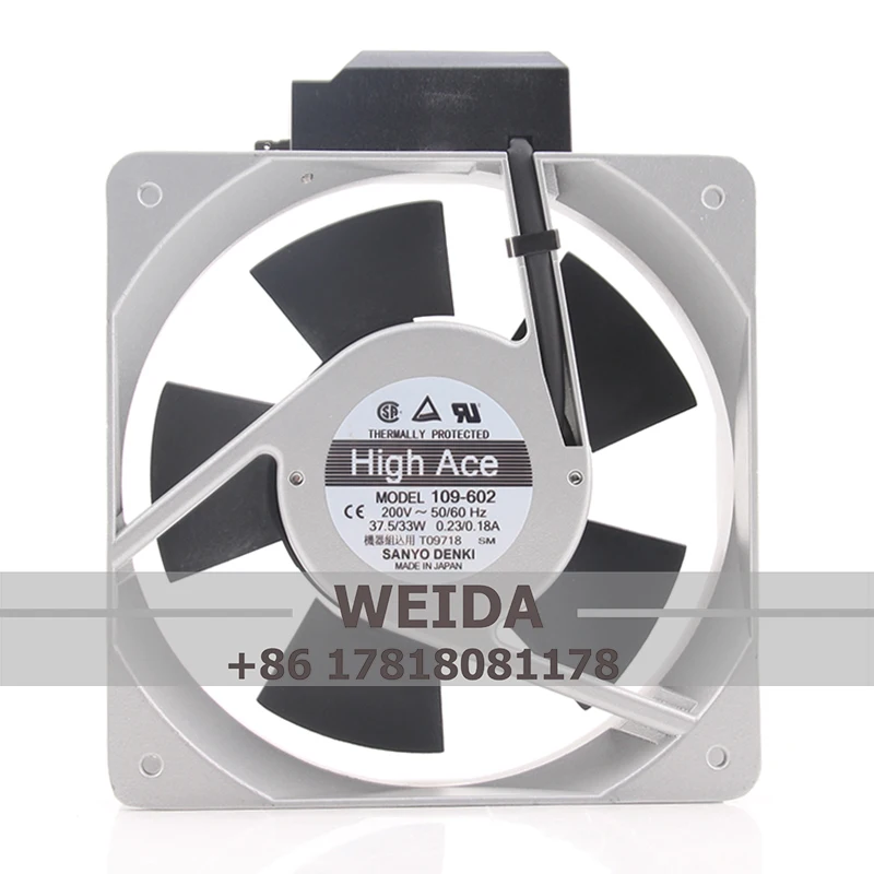 

SANYO 109-602 109-601 109-371 220V AC 160x160x51mm 37.5W 0.23A 510m3/h 3350RPM Inverter Sensor Axial Cooling Fan