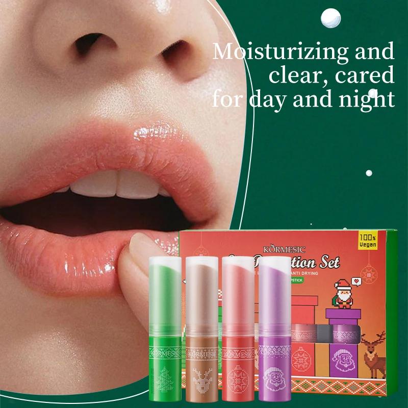Natural Plant Lip Balm Moisturizing Lipsticks Base Anti-Cracking Lip Oil Christmas Gifts Gift Box Packaging Lip Balm 5