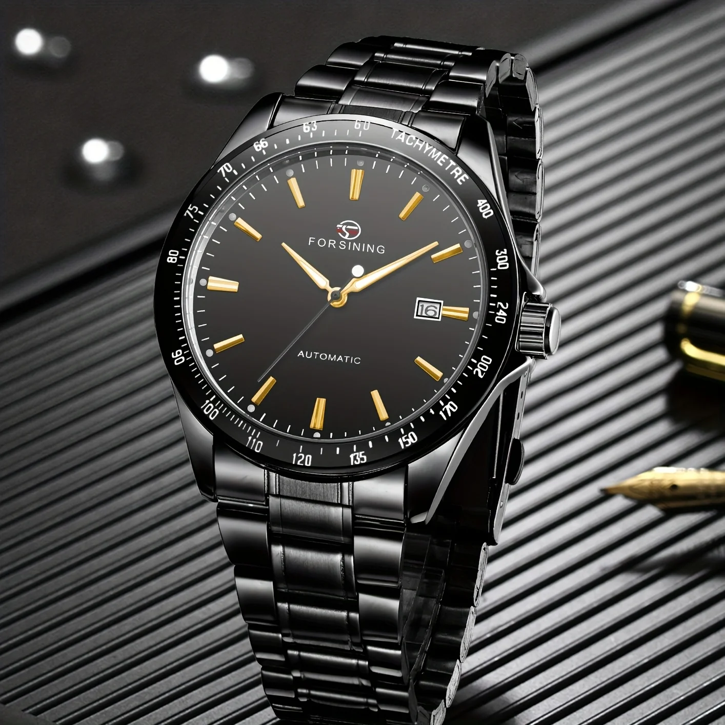 Orologio meccanico automatico di lusso per uomo - Cinturino in acciaio inossidabile, telaio ritagliato, elegante cassa in acciaio inossidabile, regalo perfetto per lui, Business C_voghion.com