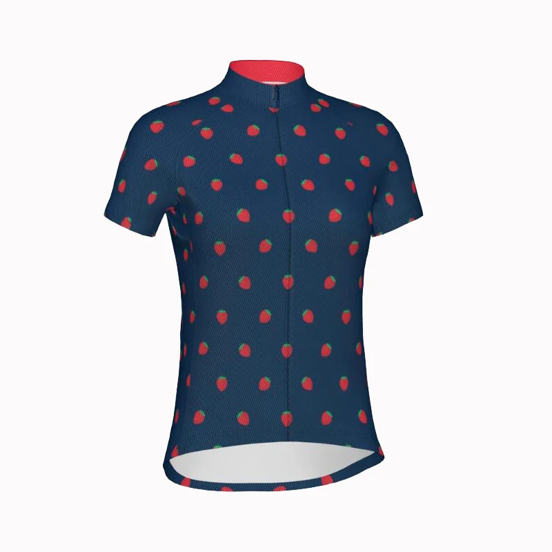 Strawberry Cycling Jersey Funny Women Short Sleeve Fashion Ride Bike Jersey Breathable Bicycle Wear Clothing Summer