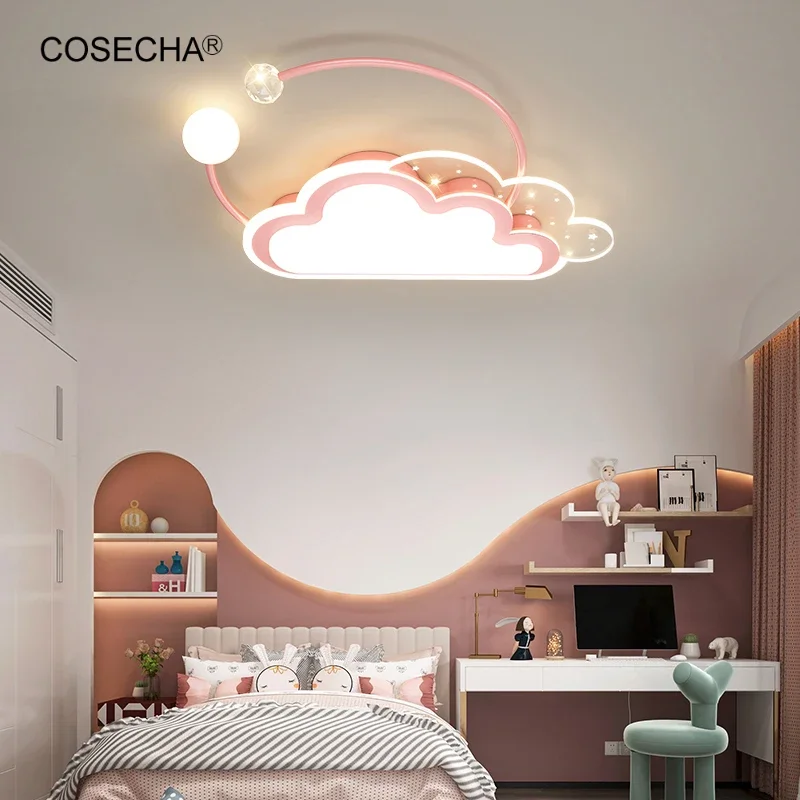 

Розовое облако, потолочные светильники для детской комнаты, современные светодиодные потолочные светильники с радужной регулируемой яркостью для детской/детской комнаты