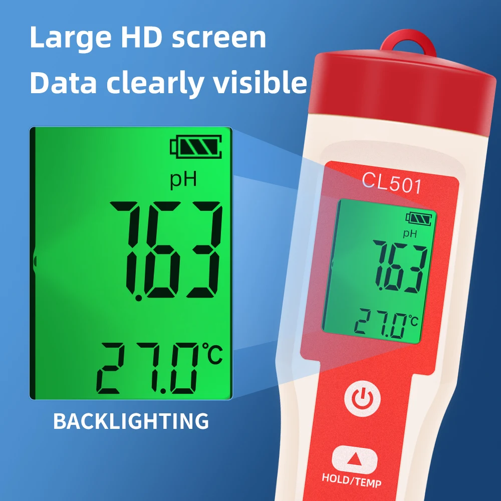 S01ce1b5b0817434eb127209dc564e22fA 5 in 1 Chlorine Meter Pen Water Quality Detector PH, H2, ORP TEMP CL2 Tester Multi-function Spa Swimming Pool Chlorine Monitor Mallzona